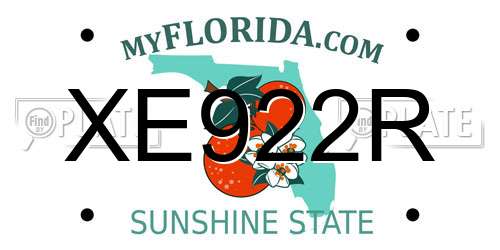 XE922R Florida License Plate