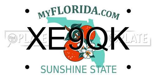 XE9QK Florida License Plate