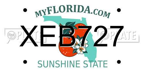 XEB727 Florida License Plate
