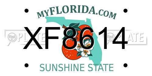 XF8614 Florida License Plate