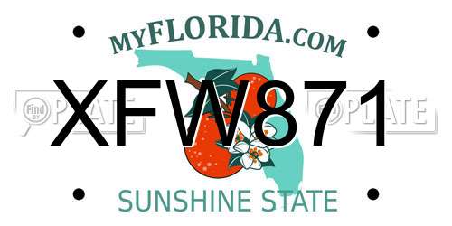 XFW871 Florida License Plate