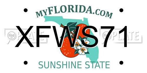 XFWS71 Florida License Plate
