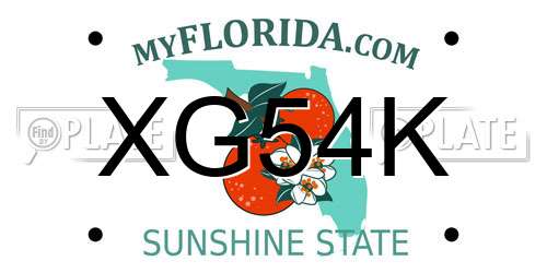 XG54K Florida License Plate