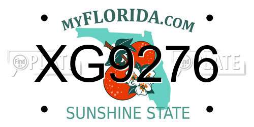 XG9276 Florida License Plate