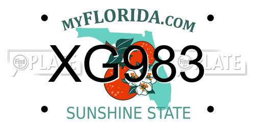 XG983 Florida License Plate