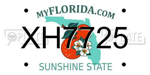 XH7725 Florida License Plate