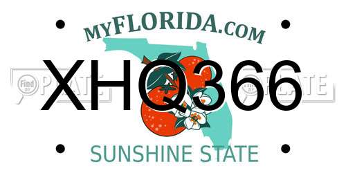 XHQ366 Florida License Plate