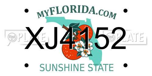 XJ4152 Florida License Plate
