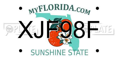 XJF98F Florida License Plate