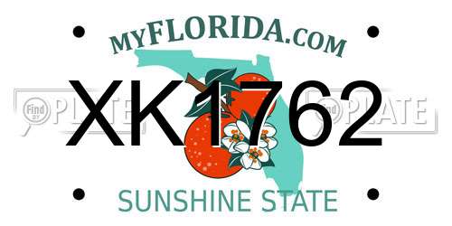 XK1762 Florida License Plate