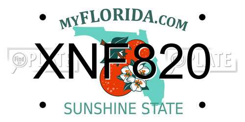 XNF820 Florida License Plate