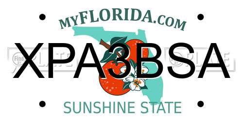 XPA3BSA Florida License Plate