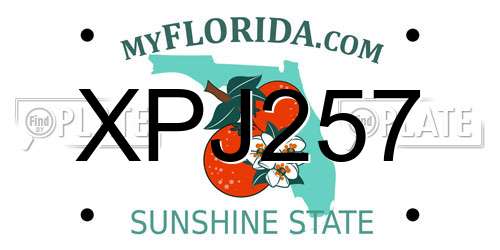 XPJ257 Florida License Plate