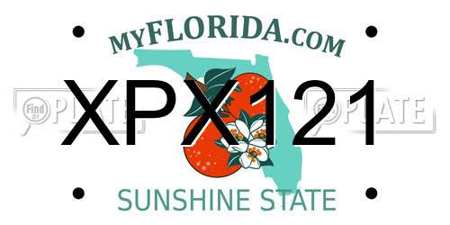 XPX121 Florida License Plate