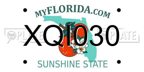 XQI030 Florida License Plate
