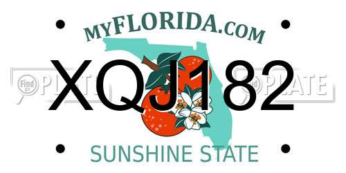 XQJ182 Florida License Plate