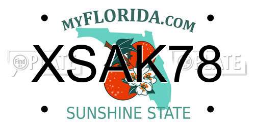 XSAK78 Florida License Plate