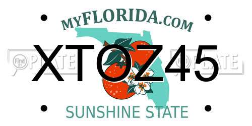 XTOZ45 Florida License Plate