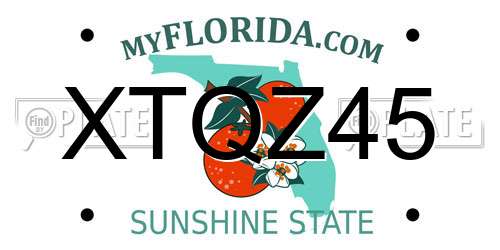 XTQZ45 Florida License Plate