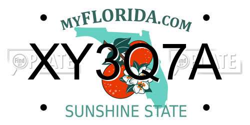 XY3Q7A Florida License Plate