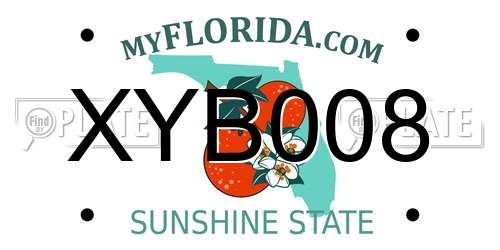 XYB008 Florida License Plate