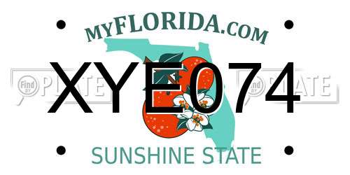 XYE074 Florida License Plate