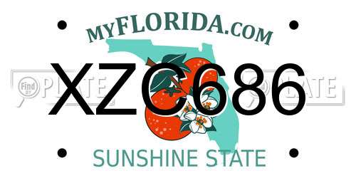 XZC686 Florida License Plate