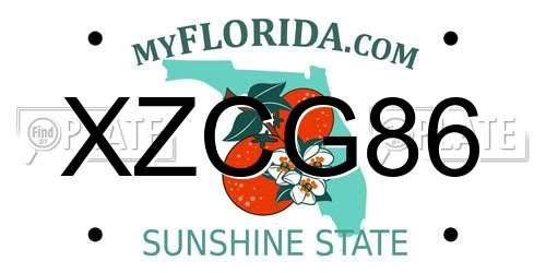 XZCG86 Florida License Plate