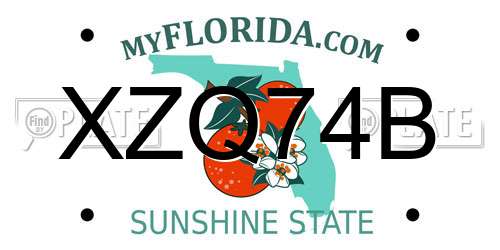 XZQ74B Florida License Plate