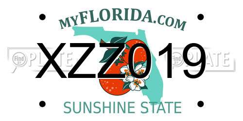 XZZ019 Florida License Plate