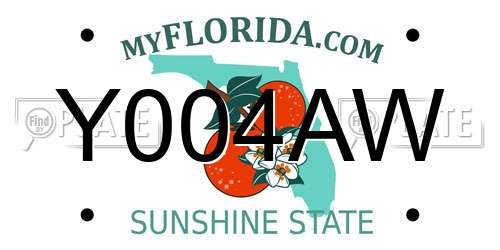 Y004AW Florida License Plate