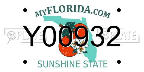 Y00932 Florida License Plate