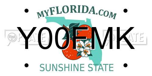 Y00FMK Florida License Plate