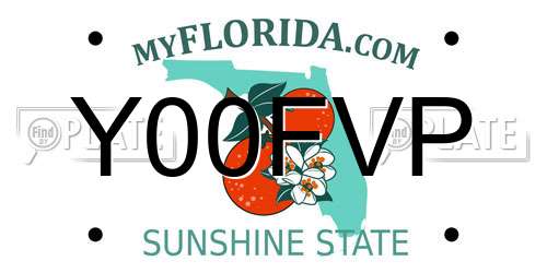 Y00FVP Florida License Plate