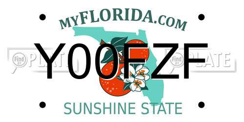 Y00FZF Florida License Plate