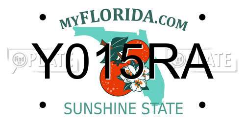 Y015RA Florida License Plate