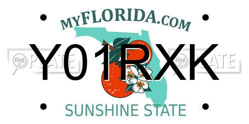 Y01RXK Florida License Plate