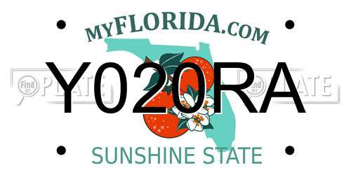 Y020RA Florida License Plate