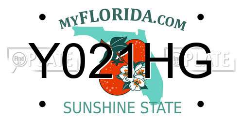 Y021HG Florida License Plate