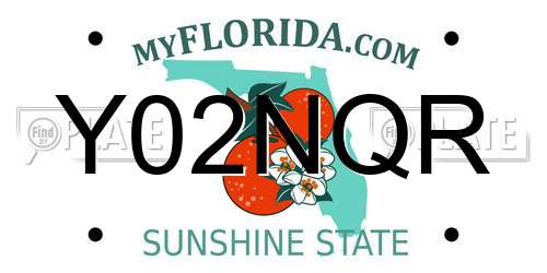 Y02NQR Florida License Plate