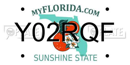 Y02RQF Florida License Plate