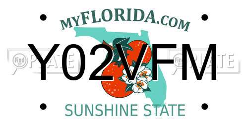 Y02VFM Florida License Plate