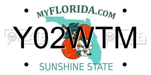 Y02WTM Florida License Plate