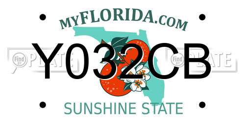 Y032CB Florida License Plate