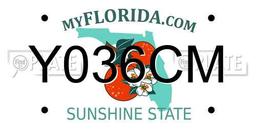 Y036CM Florida License Plate