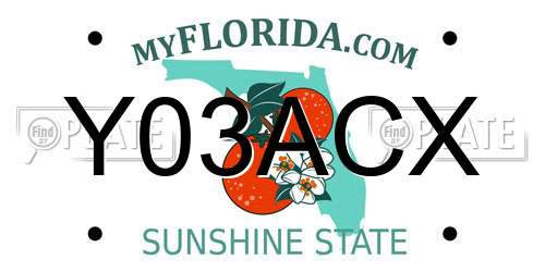 Y03ACX Florida License Plate