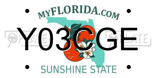 Y03CGE Florida License Plate