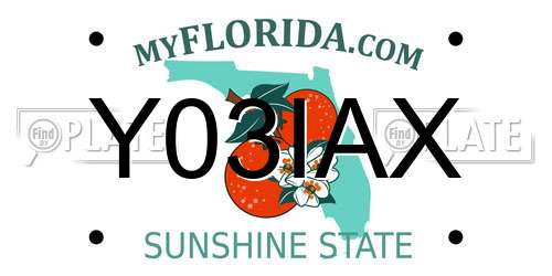 Y03IAX Florida License Plate