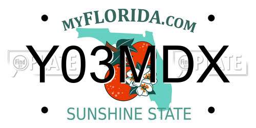 Y03MDX Florida License Plate
