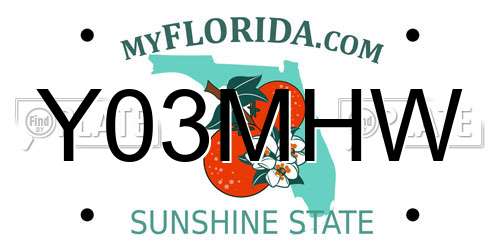 Y03MHW Florida License Plate